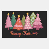 クリスマス メリーXmasツリー 冬の休日のおしゃれ 長方形シール (正面)