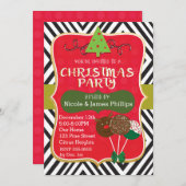 クリスマス モダンツリー & ケーキポップス インビテーション (正面/裏面)