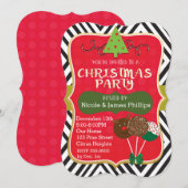 クリスマス モダンツリー & ケーキポップス インビテーション (正面/裏面)