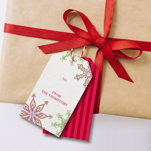 クリスマス モダン かわいい カラフルな雪の結晶 ギフトタグ