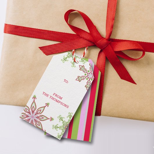 クリスマス モダン かわいい カラフルな 雪の結晶 ギフトタグ