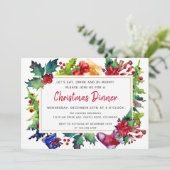 クリスマス モダン ウォーターカラー クリスマス ディナー 招待状 (スタンド正面)