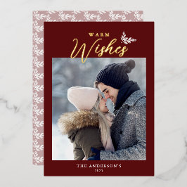 クリスマス モダン カリグラフィー フォト 赤 ゴールド 箔シーズンカード