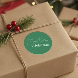 クリスマス モダン グリーン ファミリー ラウンドシール