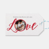 クリスマス モダン フォト カリグラフィー スクリプト ラブ ギフトタグ (正面(横))