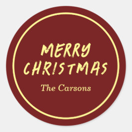 クリスマス モダン レッド イエロー ホリデー ラウンドシール