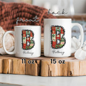 クリスマス・モノグラムパーソナライズされた・マグカップ コーヒーマグカップ