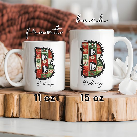 クリスマス・モノグラムパーソナライズされた・マグカップ コーヒーマグカップ