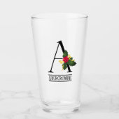 クリスマス·モノグラムAパーソナライズされたビール タンブラーグラス (正面)