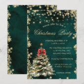 クリスマス モミの木,星 緑の クリスマス 企業 招待状 (正面/裏面)
