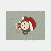 クリスマス・モンキー フリースブランケット (正面(横))