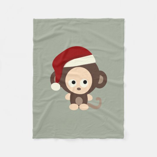 クリスマス・モンキー フリースブランケット (正面)
