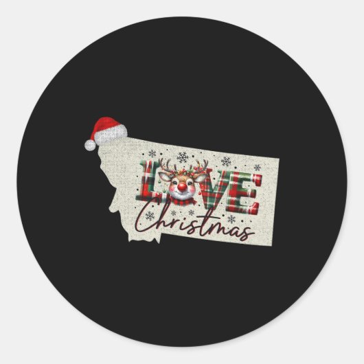 クリスマス モンタナ Xmas 州地図 モンタナ クリスマス ラウンドシール (正面)