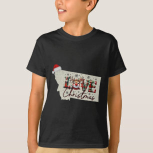 クリスマス モンタナ Xmas 州地図 モンタナ クリスマス Tシャツ