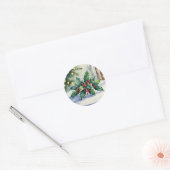 クリスマス ヤドリギ ホリデー 水彩画 ラウンドシール (封筒)
