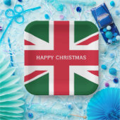 クリスマス・ユニオン・ジャック～赤・緑・白プレート ペーパープレート (パーティー)