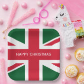 クリスマス・ユニオン・ジャック～赤・緑・白プレート ペーパープレート (パーティー)