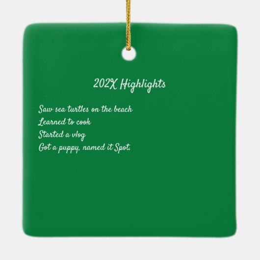 クリスマス・ユニコーンの魔法の年のハイライト セラミックオーナメント (裏面)