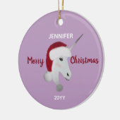 クリスマス・ユニコーンパーソナライズされた セラミックオーナメント (左)
