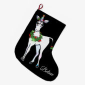 クリスマス・ユニコーン信じ、 ラージクリスマスストッキング (正面 (吊り時))
