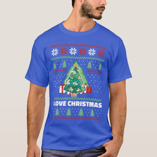 クリスマス ユニコーン サンタ クリスマスツリー ユニコーン レトロ Tシャツ (正面)
