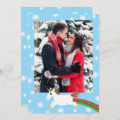 クリスマス・ユニコーン・フォト・フレーム・グリーティング・カード シーズンカード (正面/裏面)