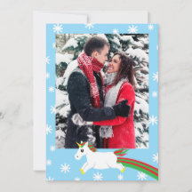 クリスマス・ユニコーン・フォト・フレーム・グリーティング・カード