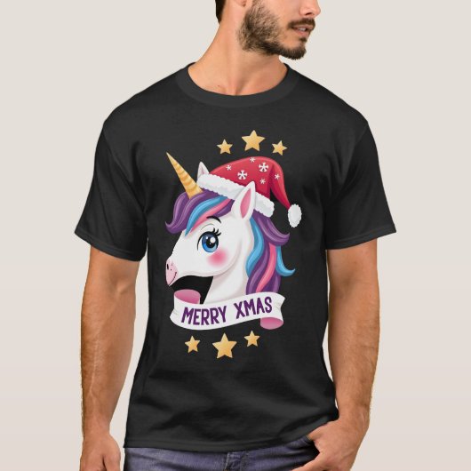 クリスマス ユニコーン 長袖Tシャツ (2) Tシャツ (正面)