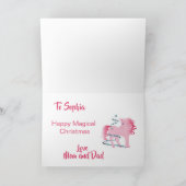 クリスマス・ユパーソナライズされたニコーン・ピンク・ガール・スノーフレーク シーズンカード (内部)
