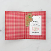 クリスマス、ユーモア、ジンジャーブレッドマンのかみ傷 カード (内部)