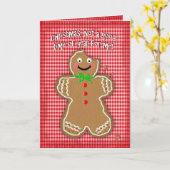 クリスマス、ユーモア、ジンジャーブレッドマンのかみ傷 カード (黄色い花)