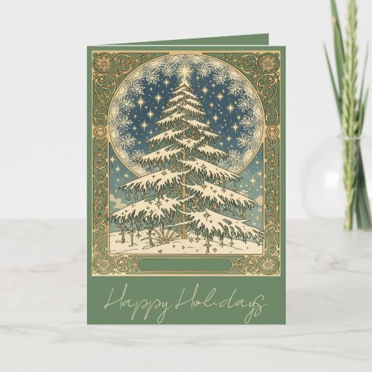クリスマス ユール ツリー 雪の結晶と星のアールヌーボー (正面)
