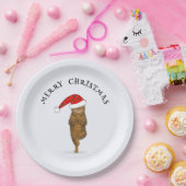 クリスマス ヨガ 猫 テキスト ペーパープレート (パーティー)