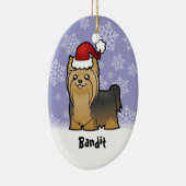 クリスマス·ヨークシャー·テリア（ペット名を追加） セラミックオーナメント (右)