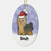 クリスマス·ヨークシャー·テリア（ペット名を追加） セラミックオーナメント (左)