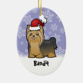 クリスマス·ヨークシャー·テリア（ペット名を追加） セラミックオーナメント (裏面)