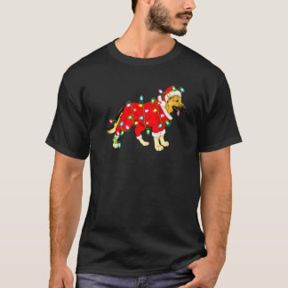 クリスマス ライティング サンタ ジャーマンシェパード クリスマス Tシャツ