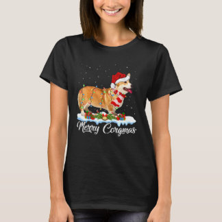 クリスマス ライティング メリー コーギーマス コーギー クリスマス Tシャツ