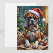 クリスマス ライトに絡まる グーフィーな ボクサー犬 (正面/裏面)