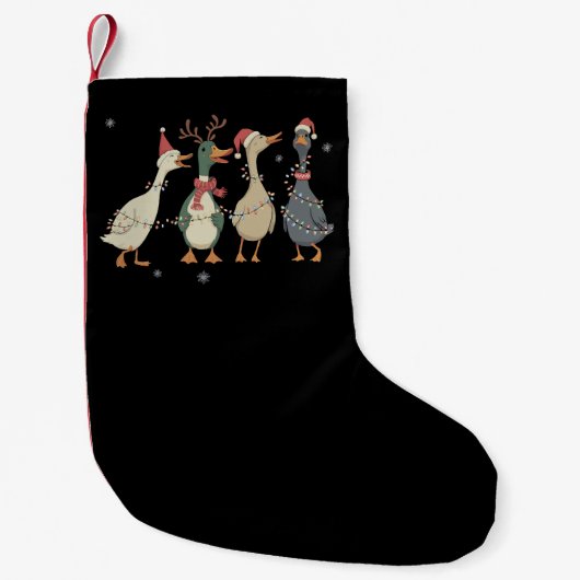 クリスマス ライト アヒル 面白い 動物 農場 愛好家 スモールクリスマスストッキング (正面)