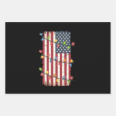 クリスマス ライト アメリカ国旗 愛国者 ベテラン クリスマス ラッピングペーパーシート (正面)