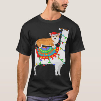 クリスマス ライト コーギー 犬 リング ラマ イルミネーション Tシャツ