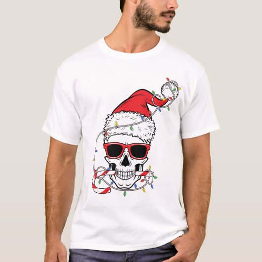 クリスマス ライト スケルトン ドクロ Tシャツ (正面)