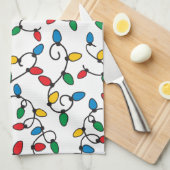 クリスマス·ライト·ストカラフルリング·バルブ キッチンタオル (四つ折り)