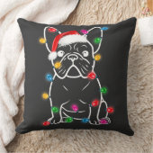 クリスマス・ライト・ドッフランスのグ – Bulldog Tシャツ クッション (ブランケット)