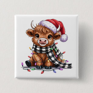 クリスマス ライト ハイランドコウ サンタハット 缶バッジ