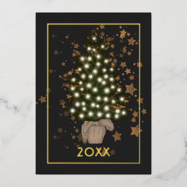 クリスマス ライト ファミリー フォト コラージュ ホイル ハoliday 箔シーズンカード