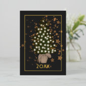 クリスマス ライト ファミリー フォト コラージュ ホイル ハoliday 箔シーズンカード (立ち正面)