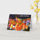 クリスマス ライト フェスティバル 中国 ドラゴン ランタン カード (黄色い花)