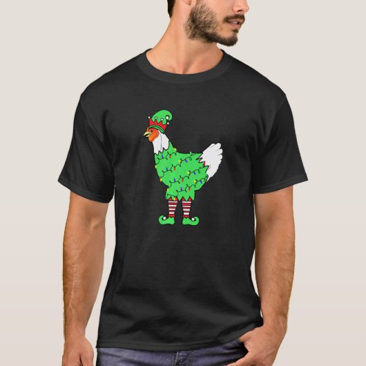 クリスマス ライト 妖精 ニワトリ にわとり Tシャツ (正面)